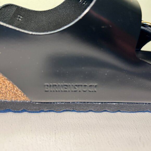 Birkenstock Milano Big Buckle Natural Leather Patent Sandals - Picture 6 of 16